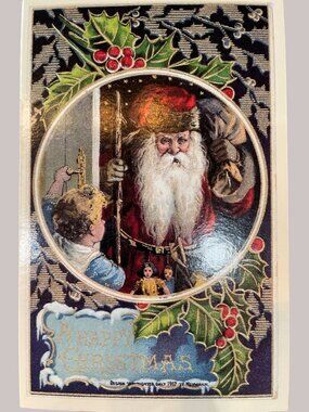 Set of 10  Victorian Christmas & New Year Postcards Set Girls Boys Santa Angels